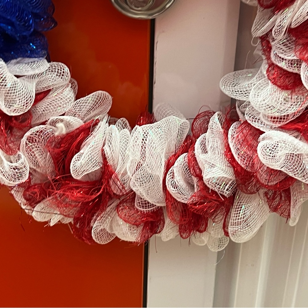 Red, White, and Blue Mesh Wreath - Picture 4 of 5
